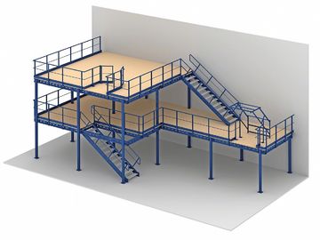1-2 Tingkat Heavy Duty Dibesarkan Storage Mezzanine Floor Untuk Penyimpanan Industri